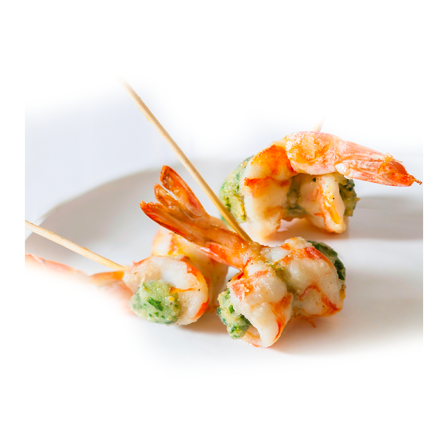 Brochette crevette farcie fine herbe