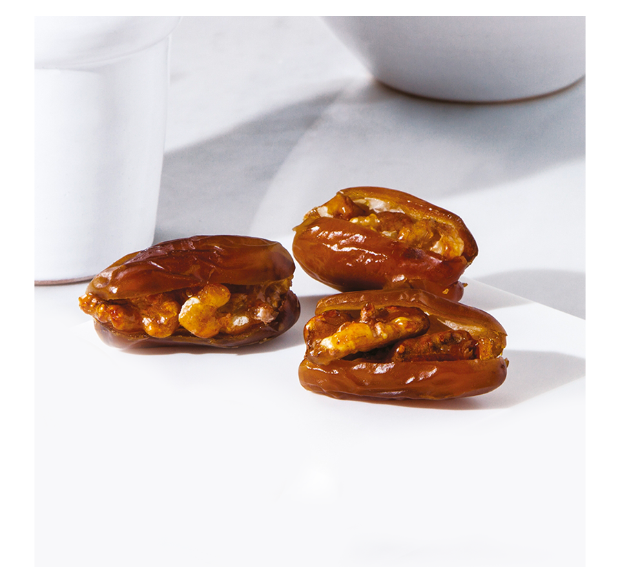 Dattes fourrées aux noix caramélisées